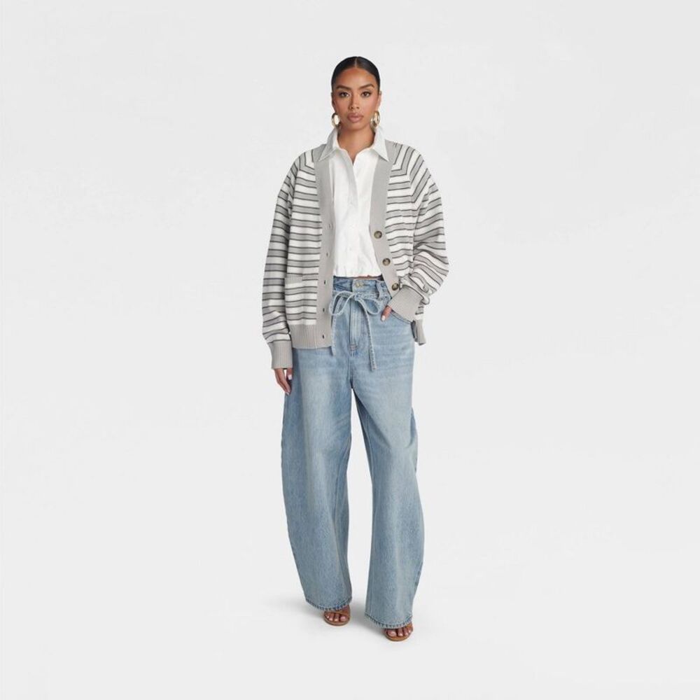 KBB by Kahlana - Women's 'The Grandpa Cardi Sweater' Gray - Picture 3 of 3
